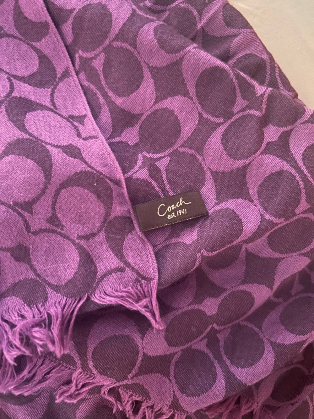 Coach Purple Signature Jacquard Scarf
